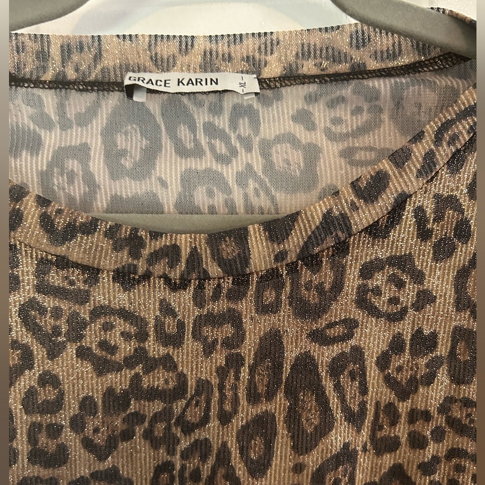 Fun shimmery cheetah sheer long sleeve